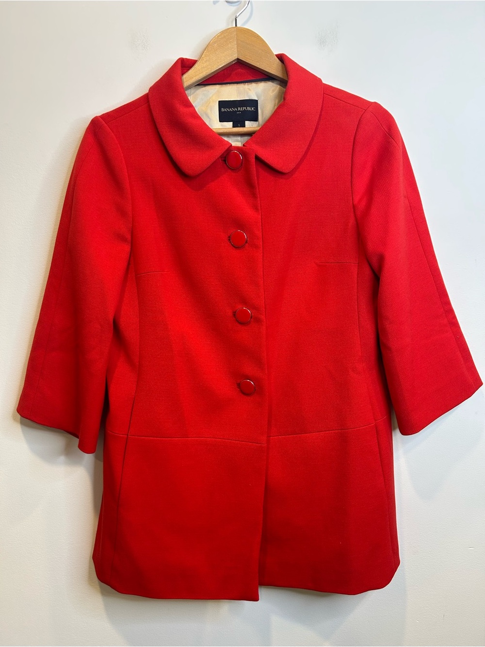 Banana Republic 3/4 Sleeve Car Coat Red
